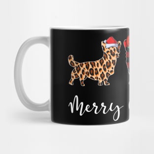 Merry Christmas Leopard Red Green Plaid Corgi Mug